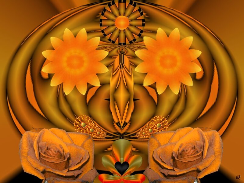 Golden fractal floral design