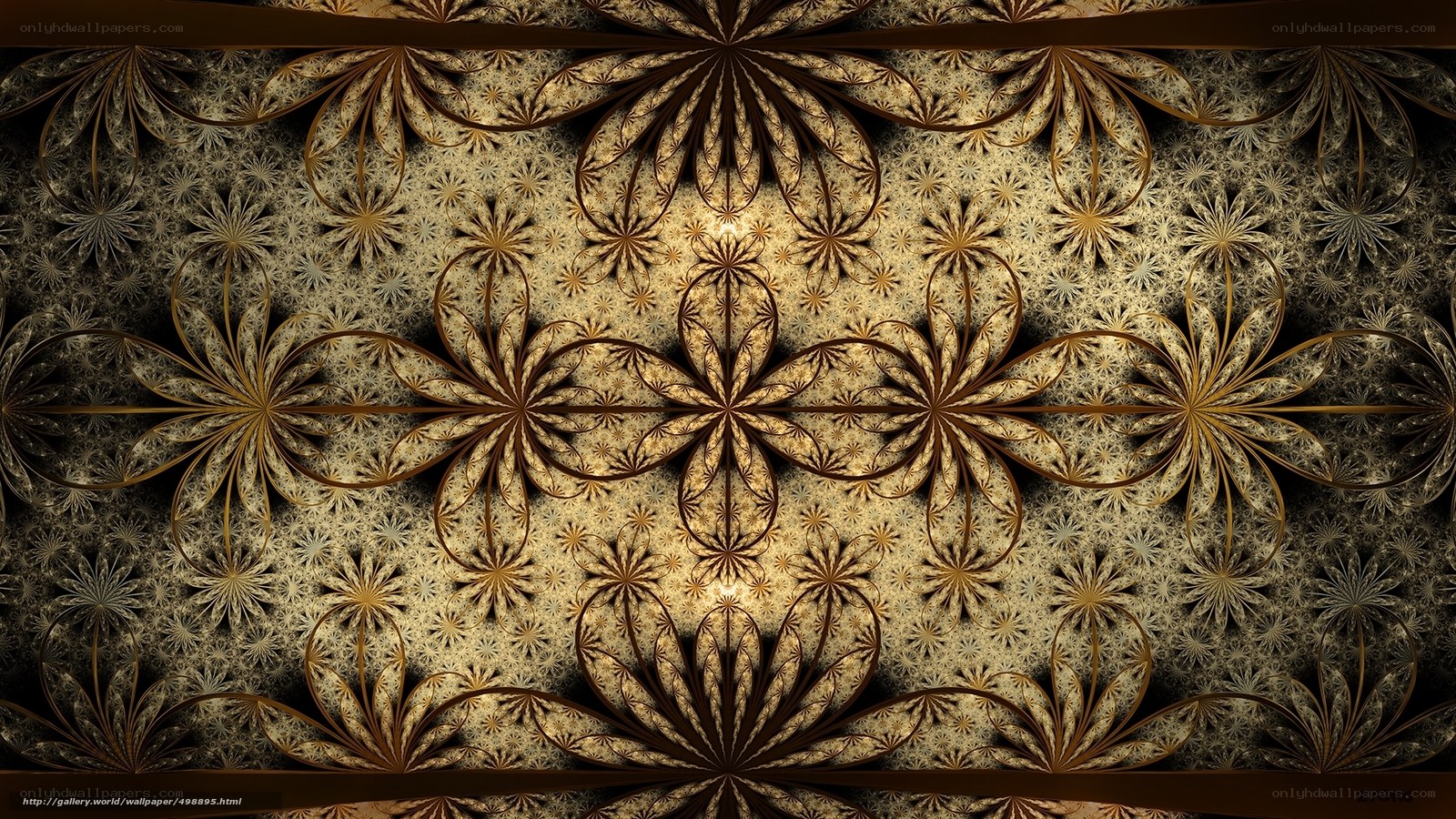 Golden fractal floral pattern