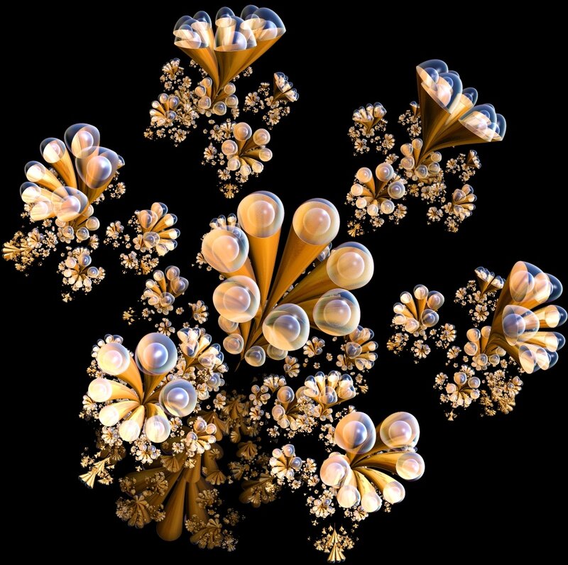 Golden Fractal Floral Structures