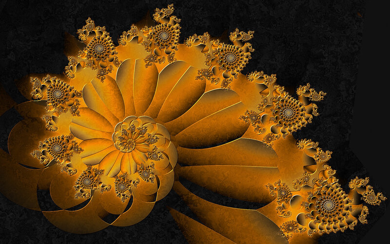 Golden Fractal Flower — Gold, Dramatic