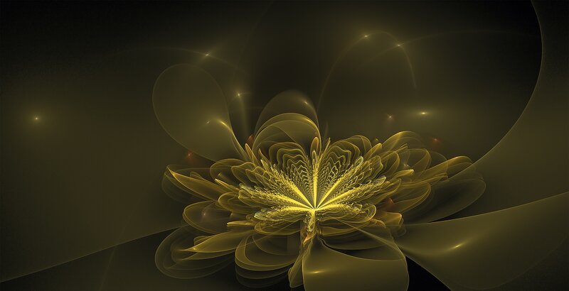 Golden Fractal Flower — Gold, Ethereal