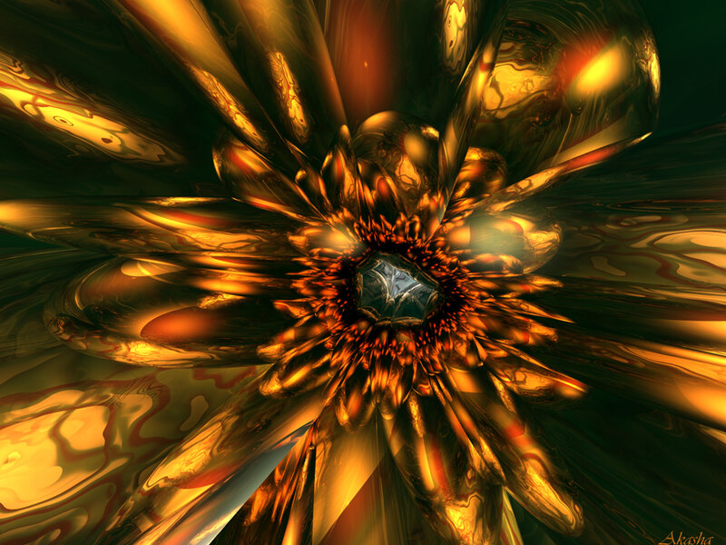 Golden Fractal Flower — Gold