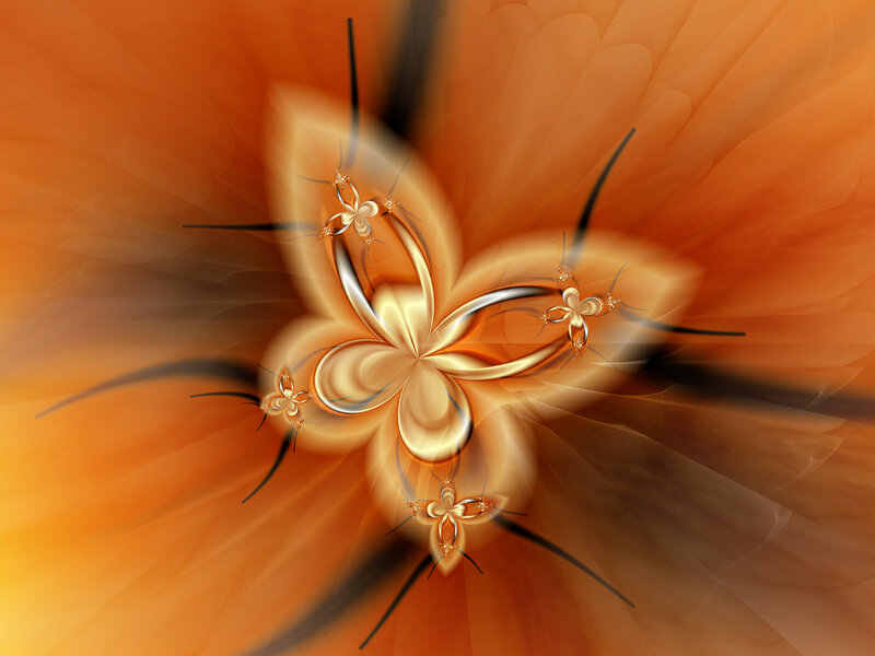 Golden Fractal Flower — Orange