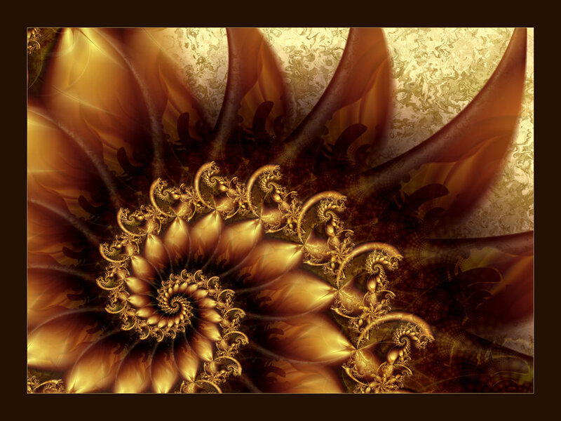 Golden fractal flower spiral
