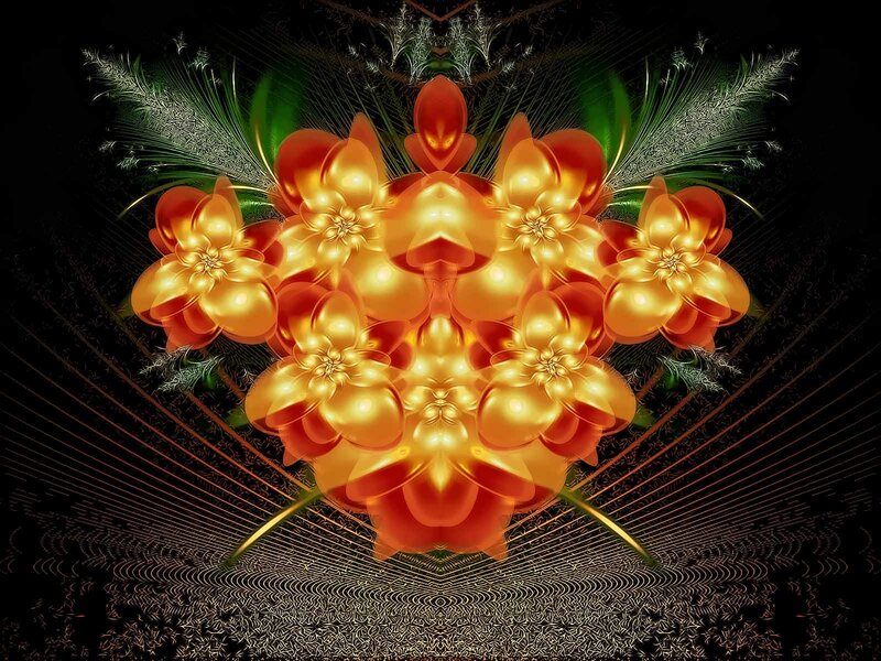 Golden Fractal Flowers