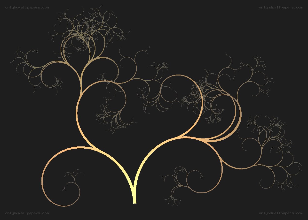 Golden fractal heart design