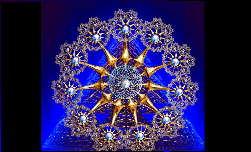 Golden Fractal Mandala — Blue