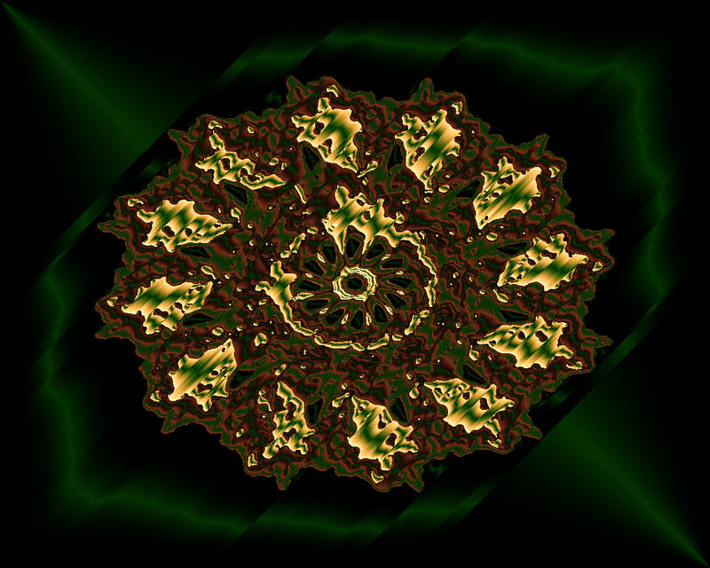 Golden Fractal Mandala — Gold, Mystical