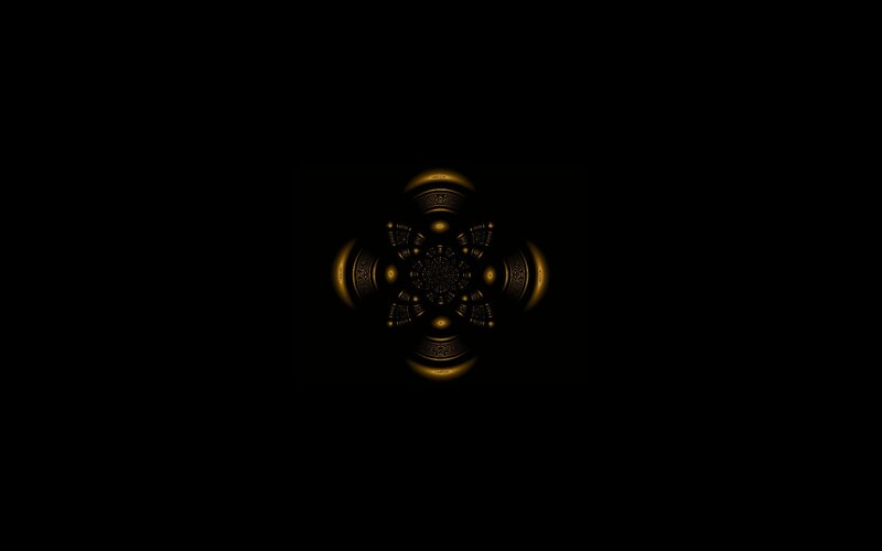 Golden Fractal Pattern — Black, Mysterious, Digital Art