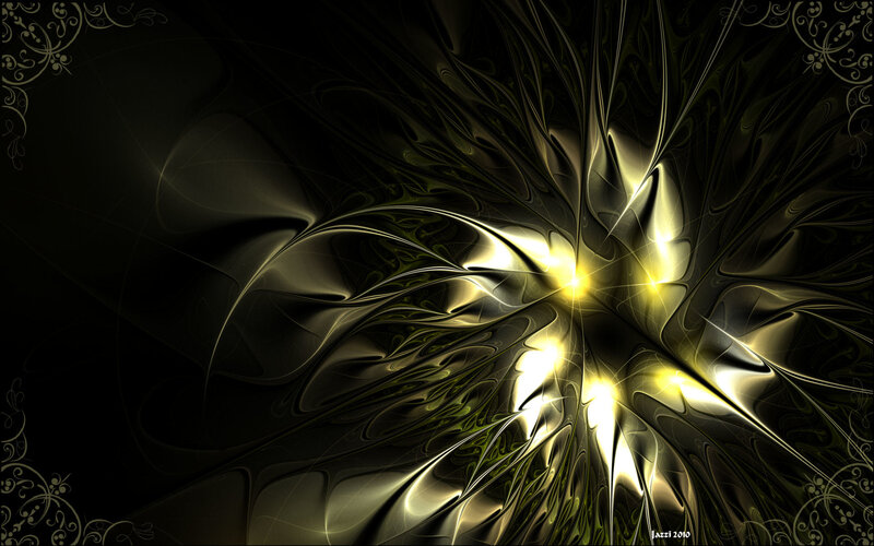 Golden Fractal Pattern — Black