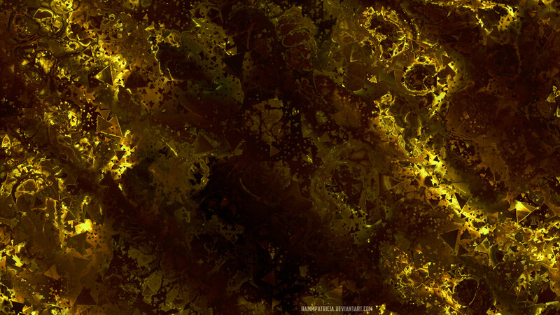 Golden Fractal Pattern — Gold, Dramatic, Digital Art, Dark