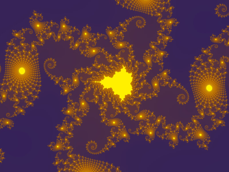 Golden fractal pattern on purple