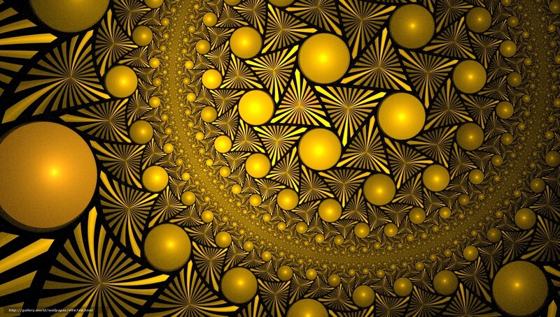 Golden Fractal Pattern — Yellow, Hypnotic