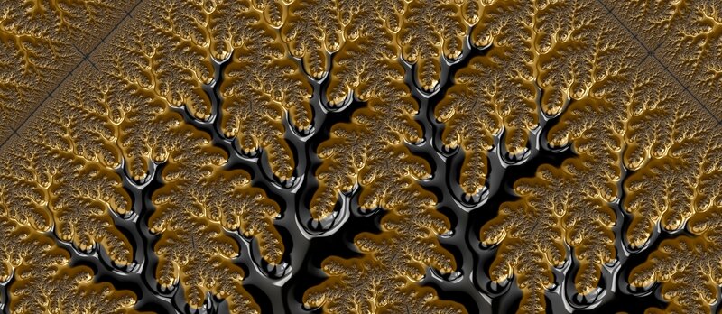 Golden Fractal Patterns — Gold, Complex, Digital Art