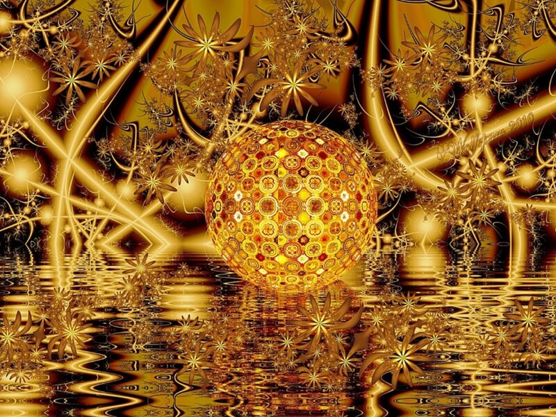 Golden Fractal Sphere — Gold