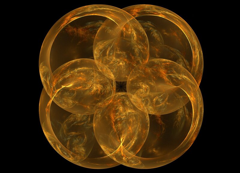 Golden fractal sphere pattern