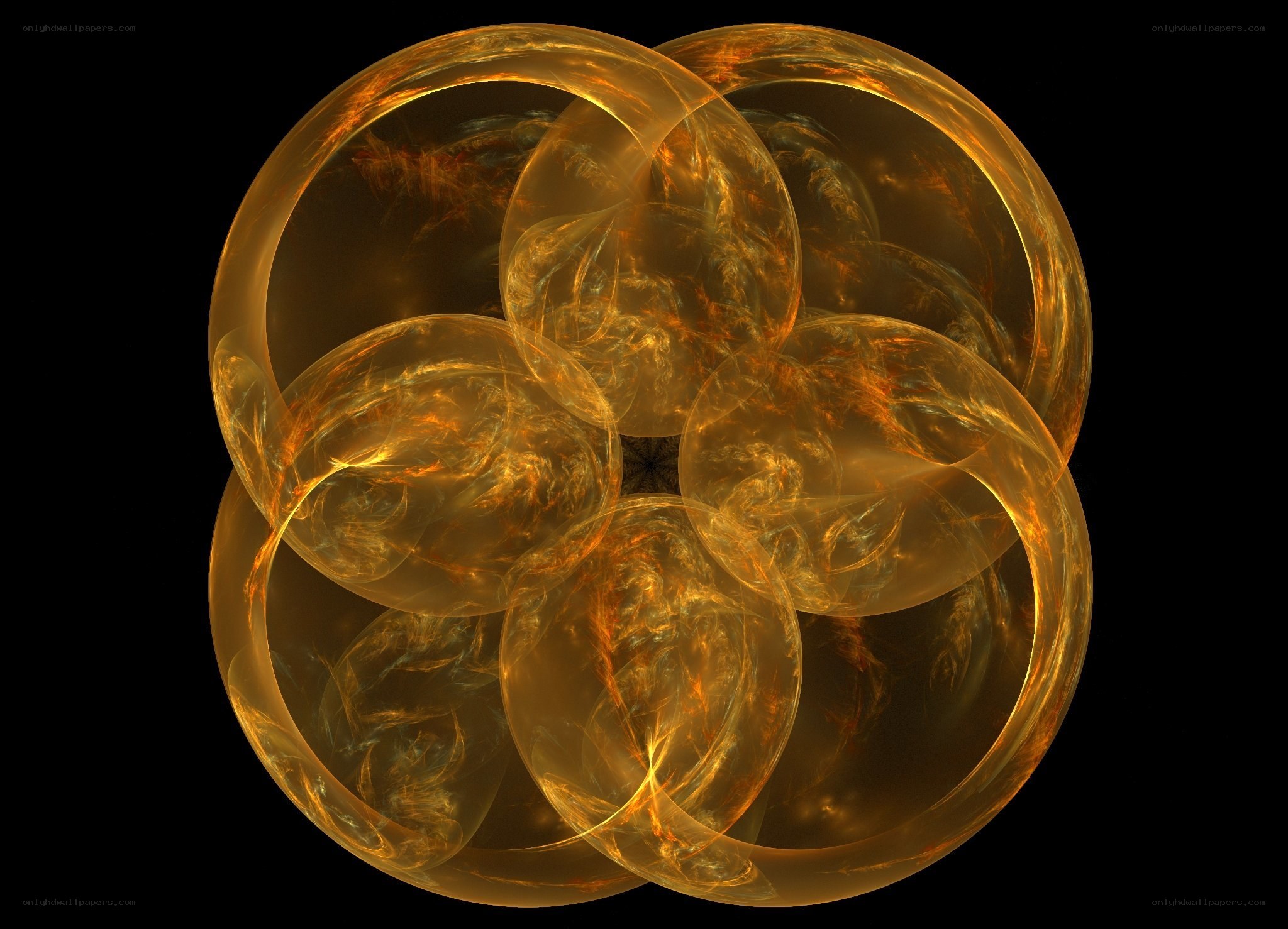 Golden fractal sphere pattern