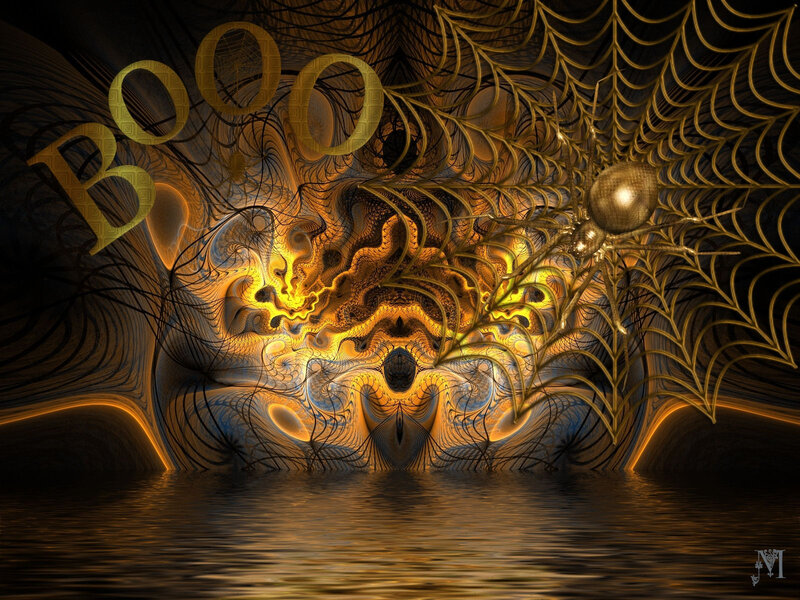 Golden Fractal Spider Web