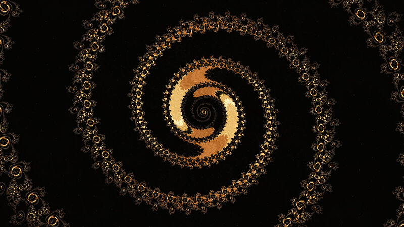 Golden Fractal Spiral — Black, Hypnotic
