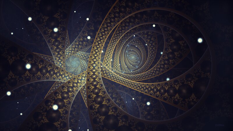 Golden Fractal Spiral — Black
