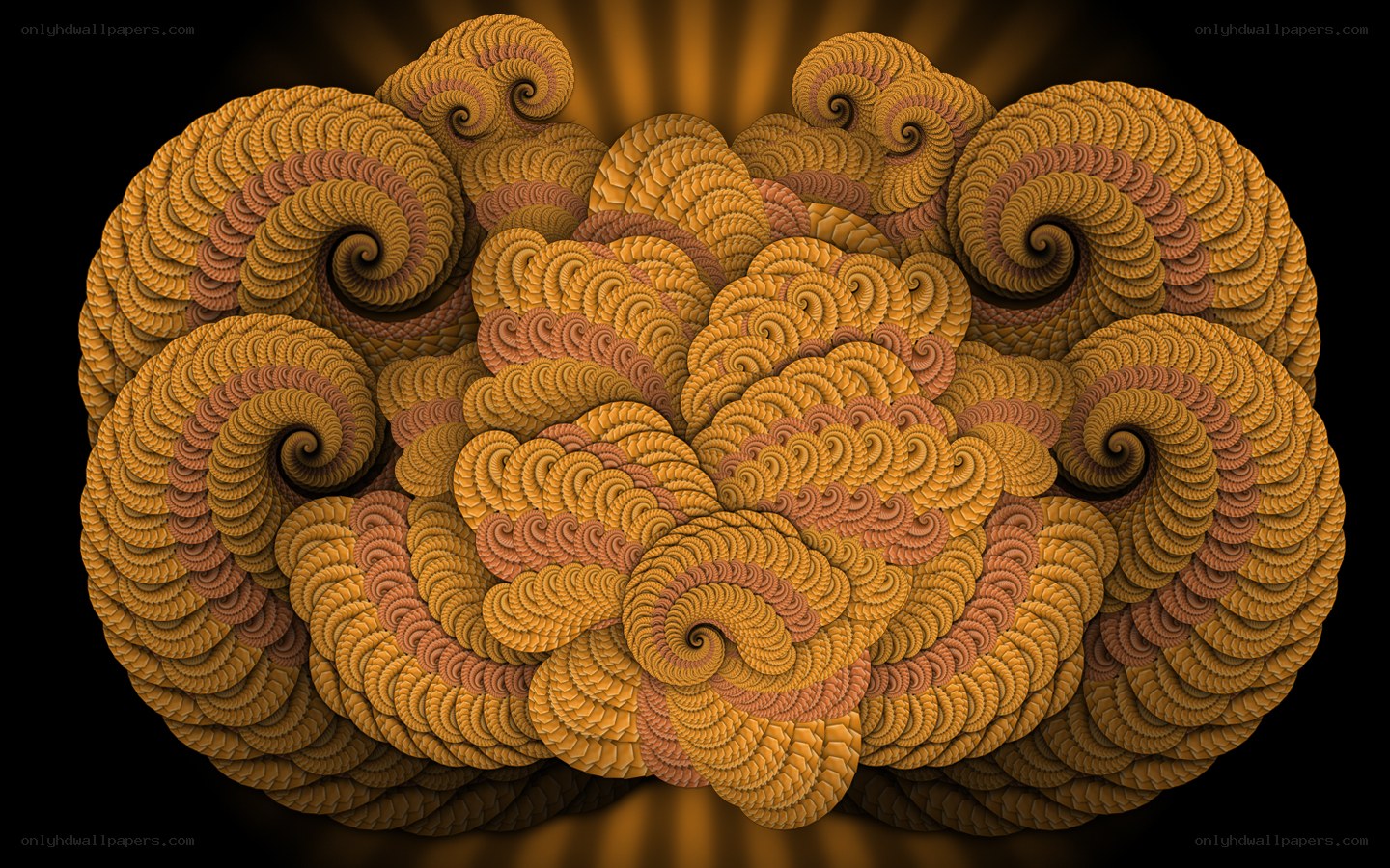 Golden fractal spiral formation