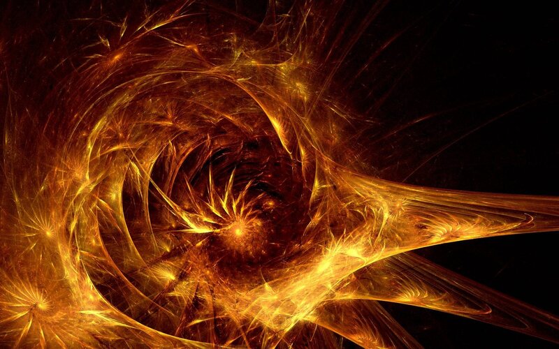 Golden Fractal Spiral — Gold, Dramatic, Abstract, Light