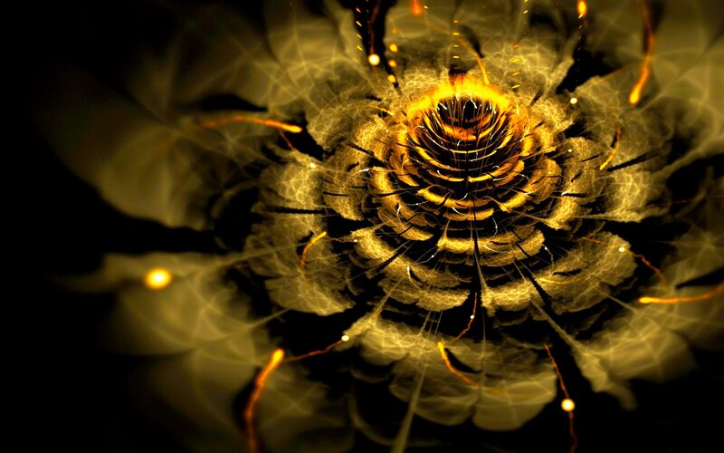 Golden Fractal Spiral — Gold, Dramatic, Digital Art