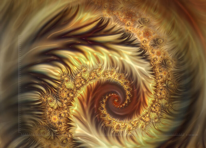 Golden Fractal Spiral — Gold, Hypnotic