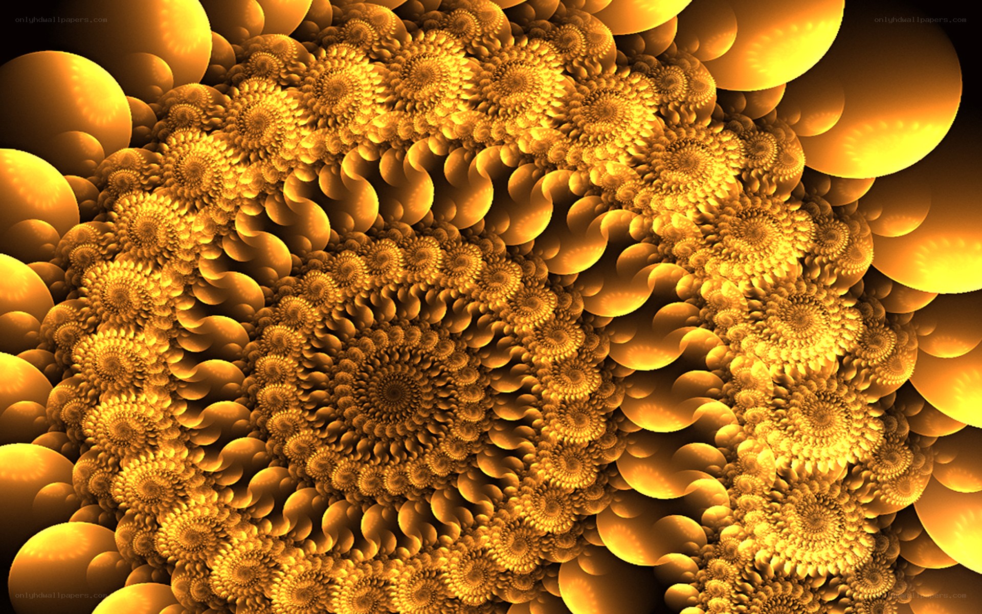 Golden fractal spiral pattern
