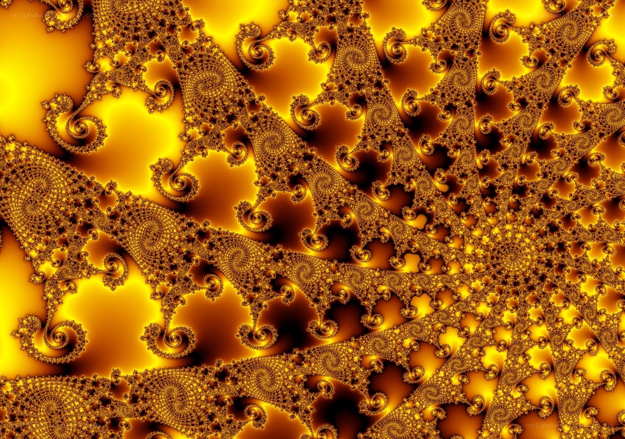 Golden fractal spiral pattern
