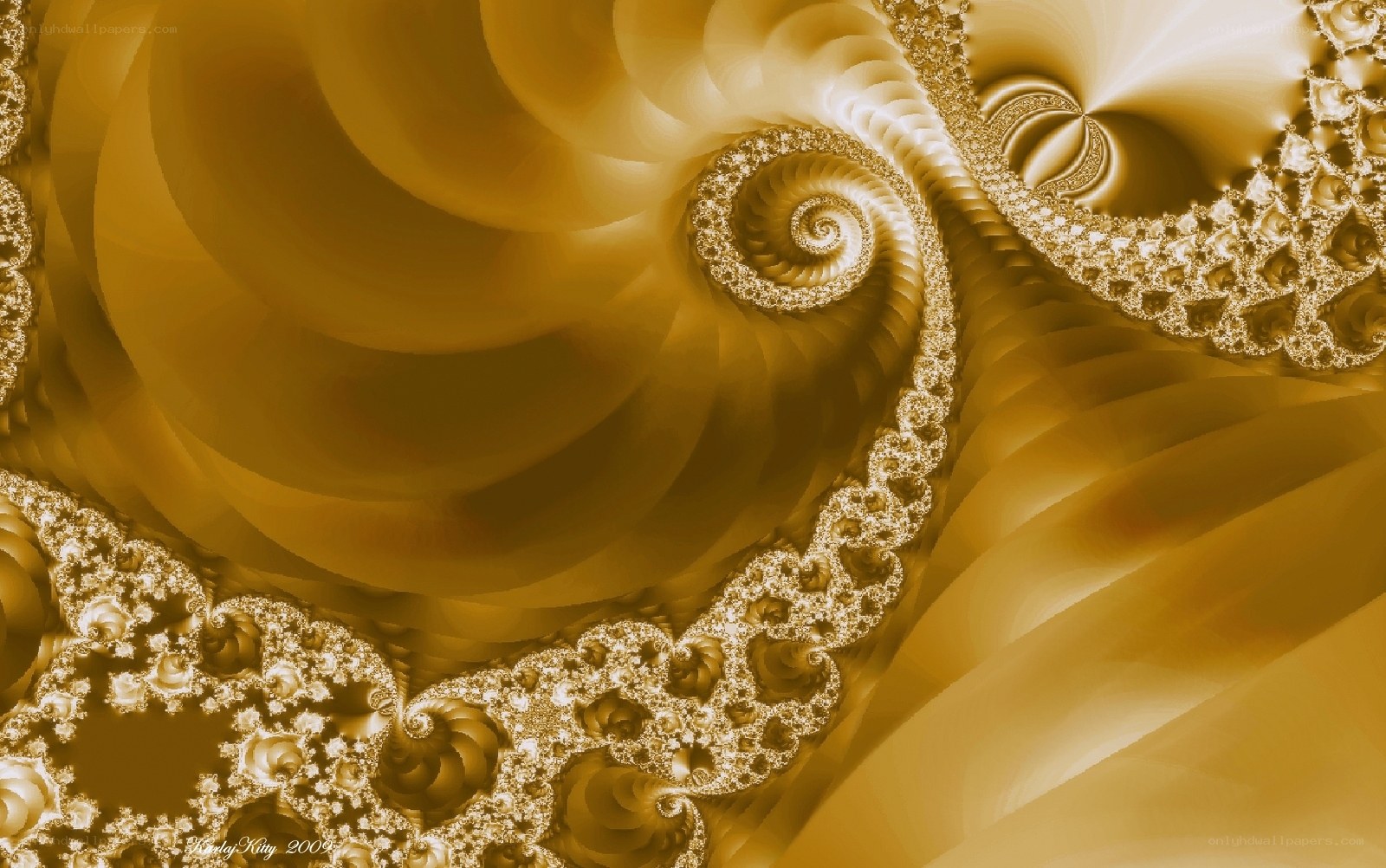 Golden fractal spiral pattern