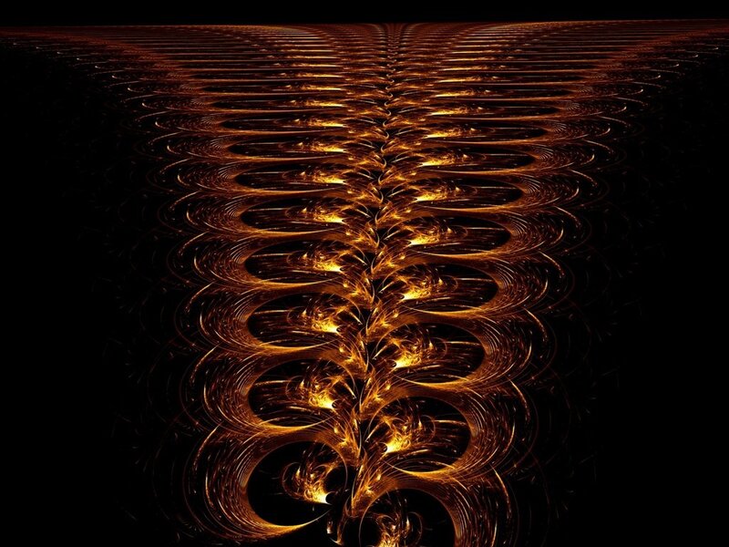 Golden fractal spiral pattern