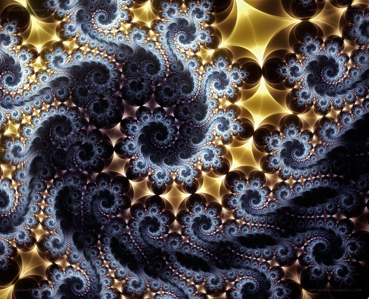 Golden fractal spiral pattern