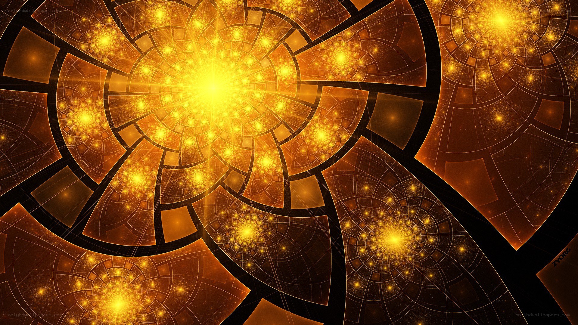 golden fractal spiral pattern