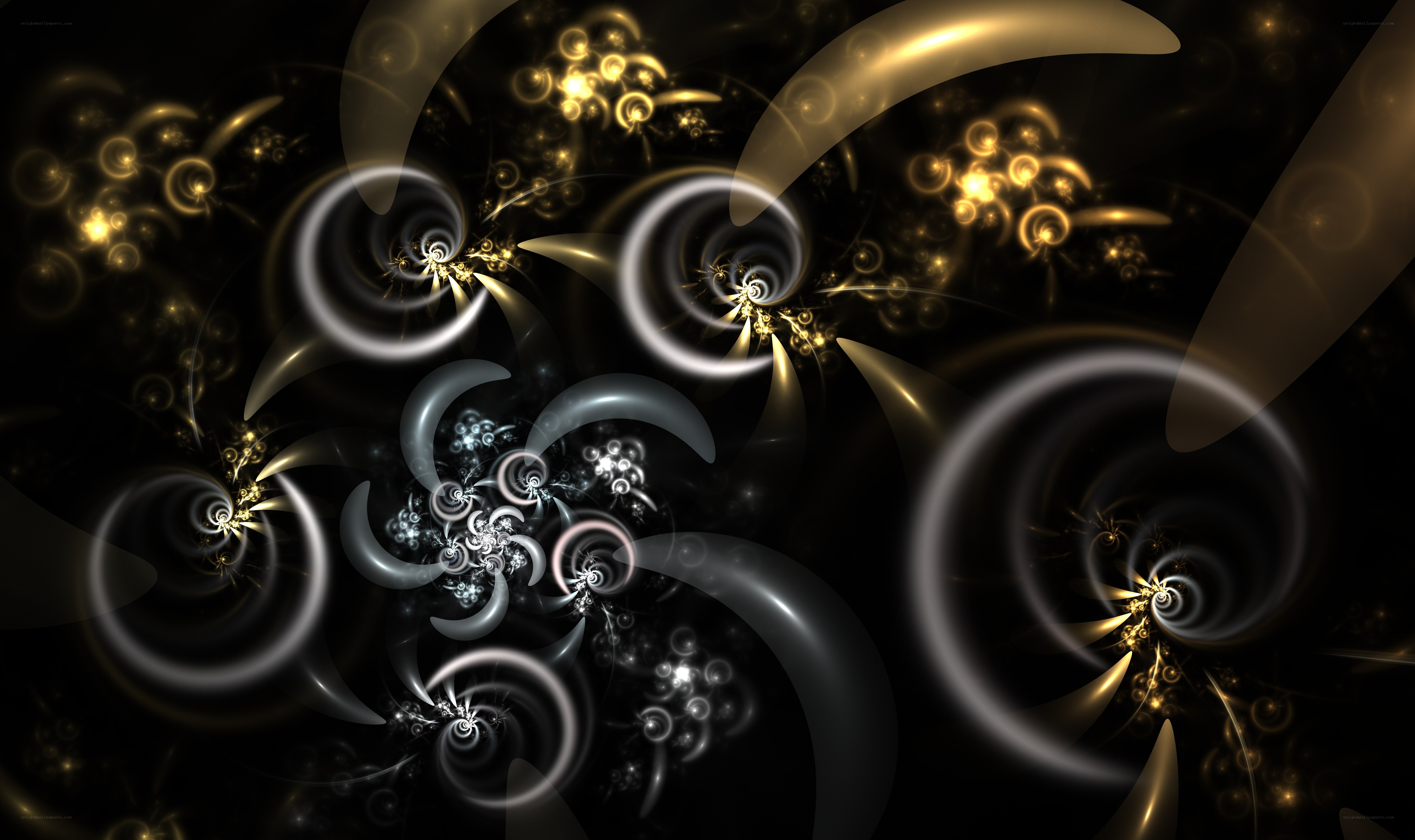 golden fractal spiral patterns