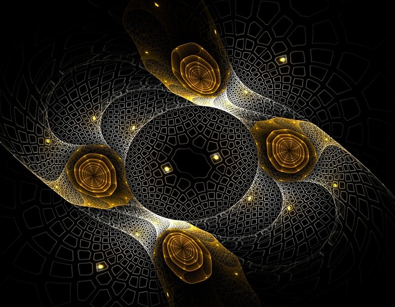 Golden Fractal Spirals — Black