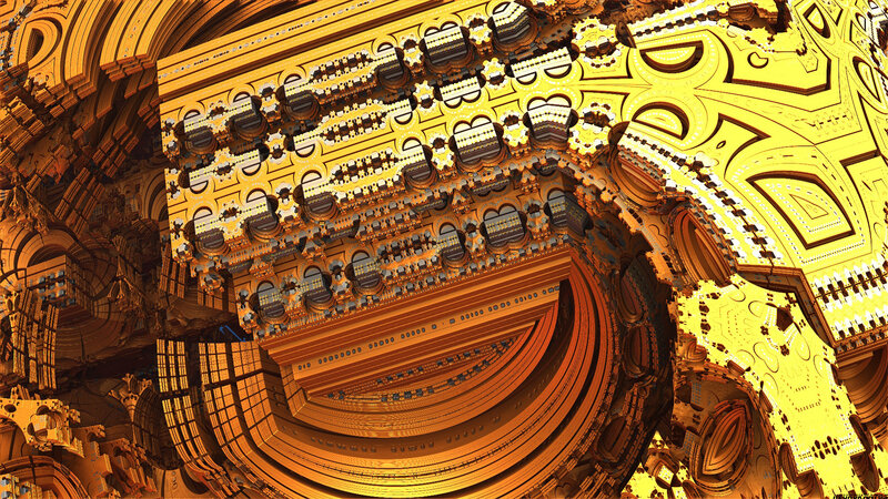 Golden Fractal Structure — Gold, Complex, Digital Art