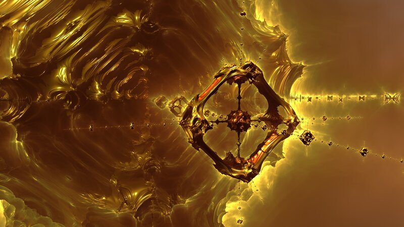 Golden Fractal Structure — Gold, Dramatic, Digital Art