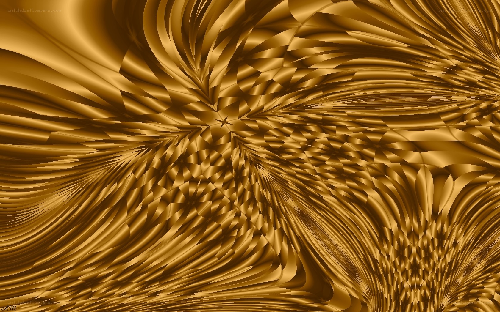 Golden fractal swirl pattern