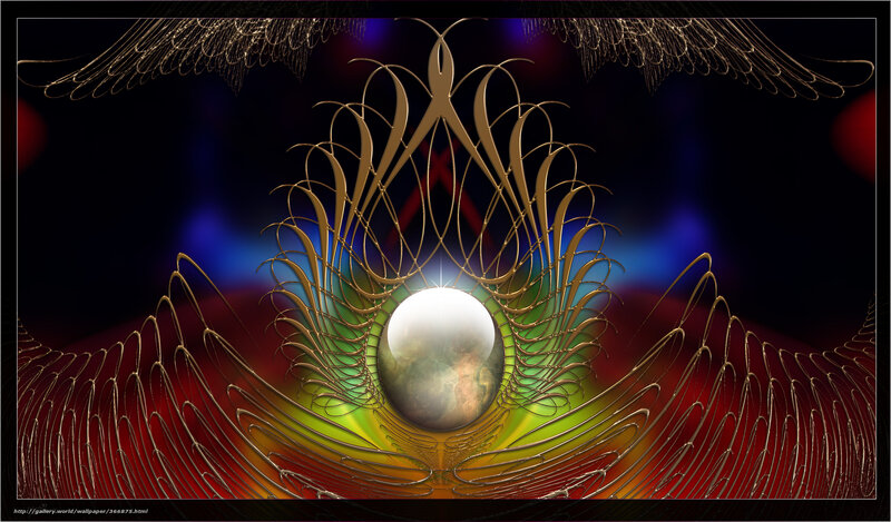Golden fractal wings with sphere