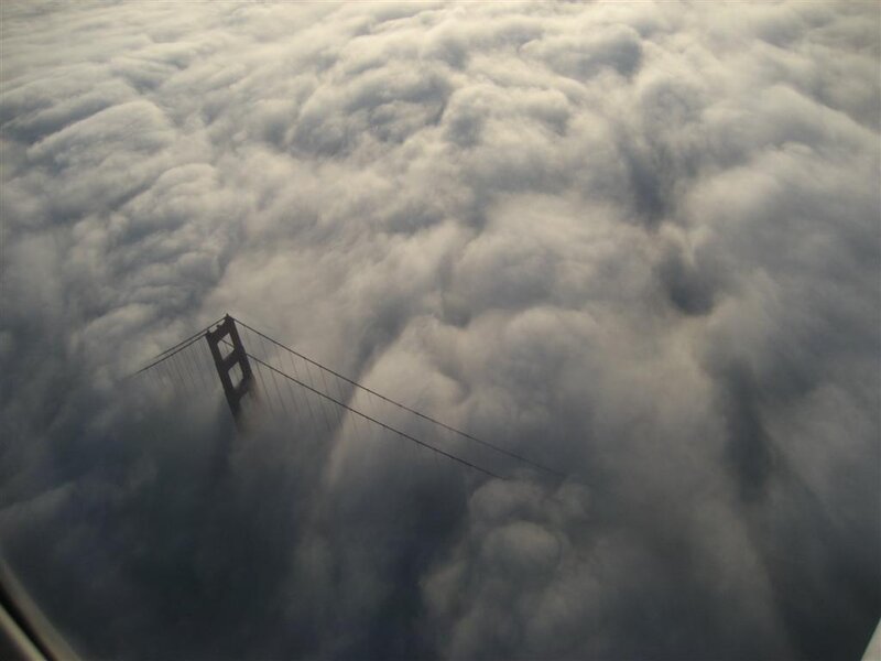 Golden Gate Bridge above clouds