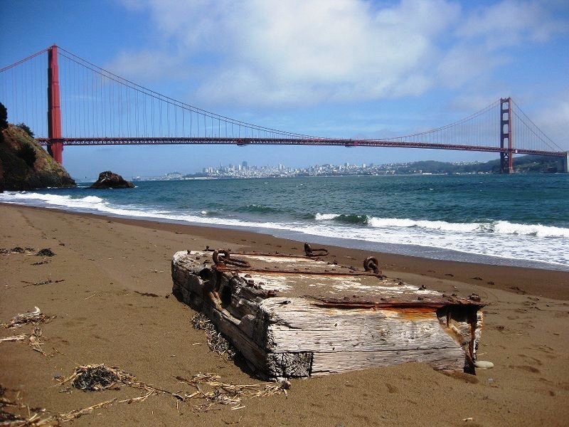 Golden Gate Bridge and beach