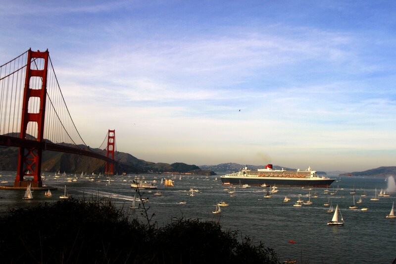 Golden Gate Bridge and cruise ship