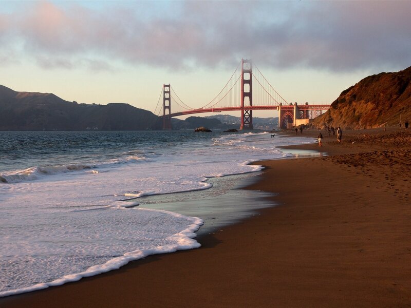 Golden Gate Bridge at Beach — Brown