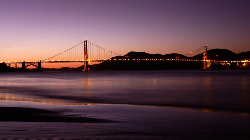 Golden Gate Bridge at dusk