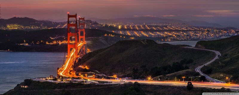 Golden Gate Bridge at Dusk — Orange, Dramatic, Night