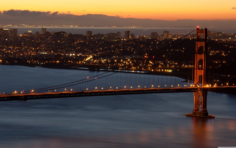 Golden Gate Bridge at Dusk — Orange