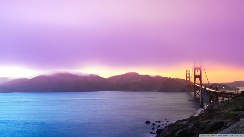 Golden Gate Bridge at Dusk — Purple, Serene