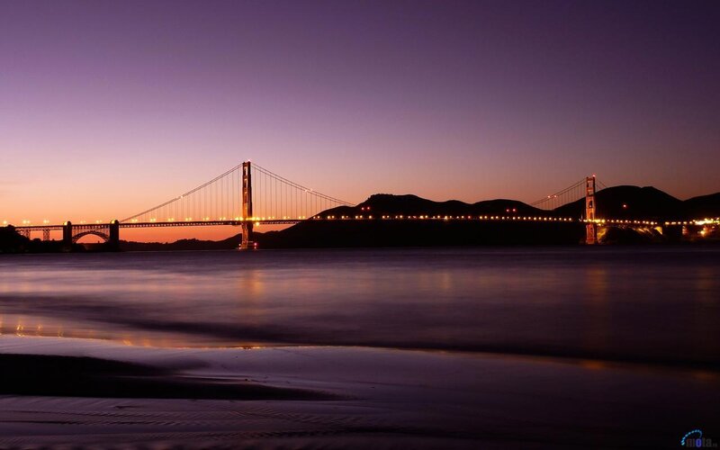Golden Gate Bridge at Dusk — Purple