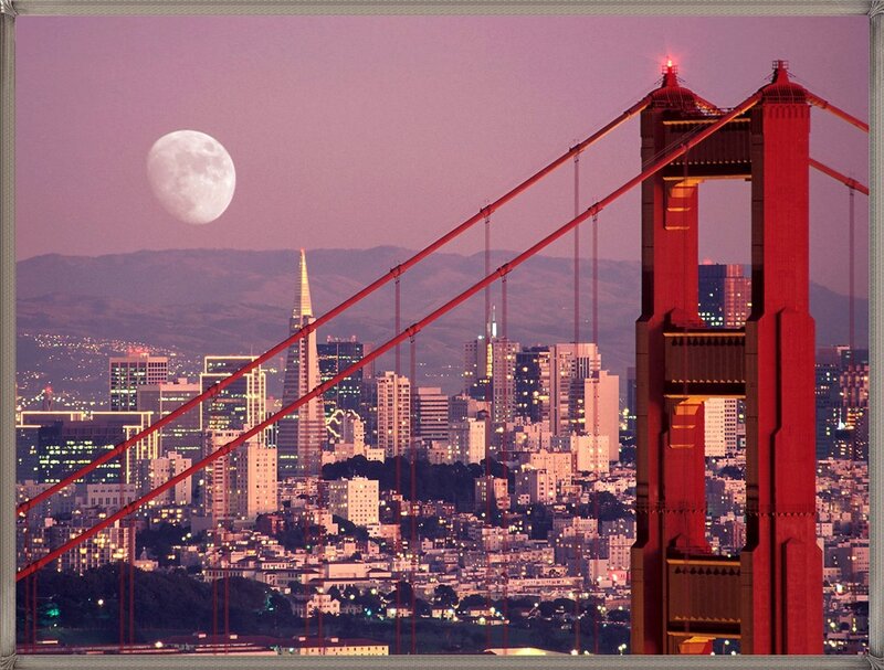 Golden Gate Bridge at Dusk — Red